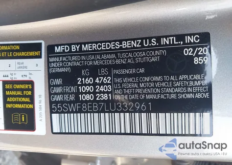 2020 Mercedes-Benz C 300 4Matic from USA, damaged, VIN 55SWF8EB7LU332961